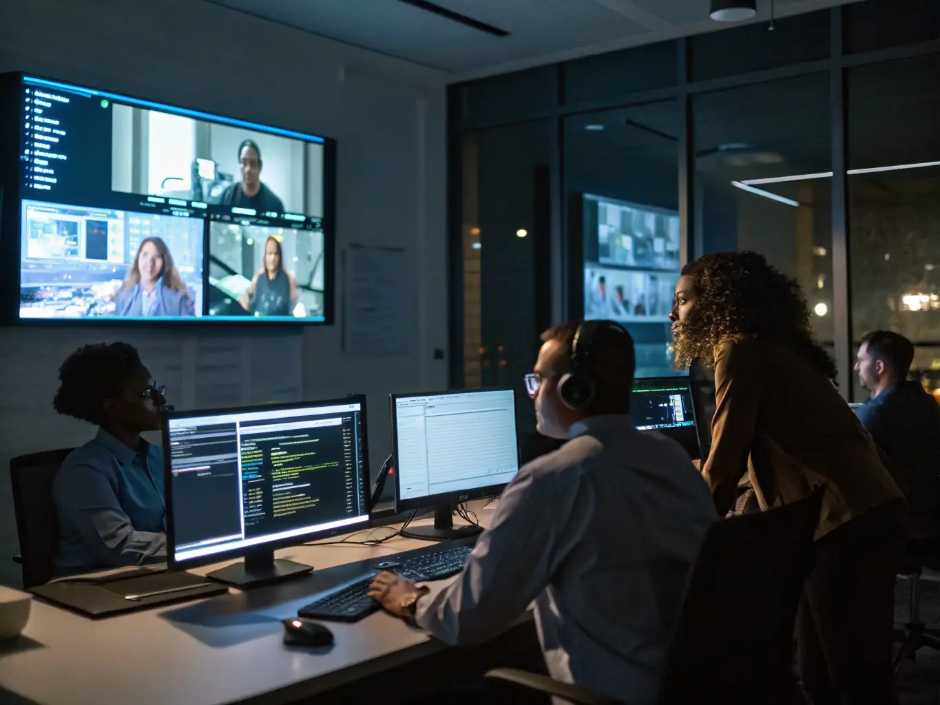 A dedicated support team assisting an enterprise client with Neuro Routing, emphasizing the custom solutions and SLAs available in the Enterprise tier.